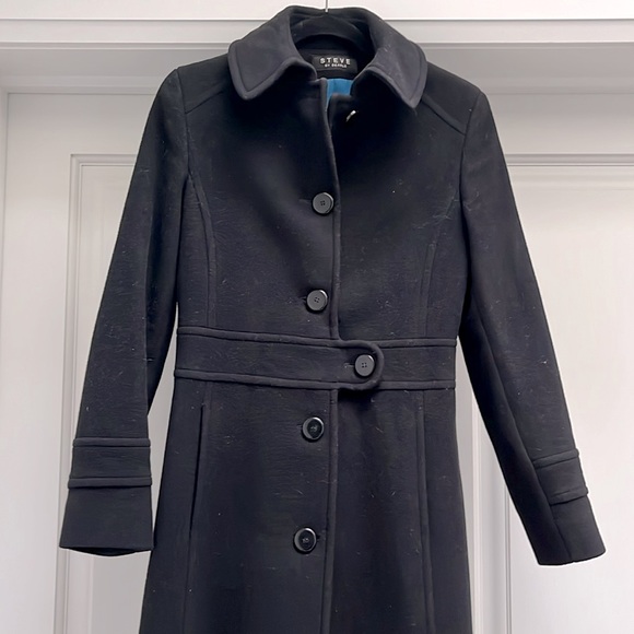 STEVE BY SEARLE Black Wool Coat - Picture 2 of 7